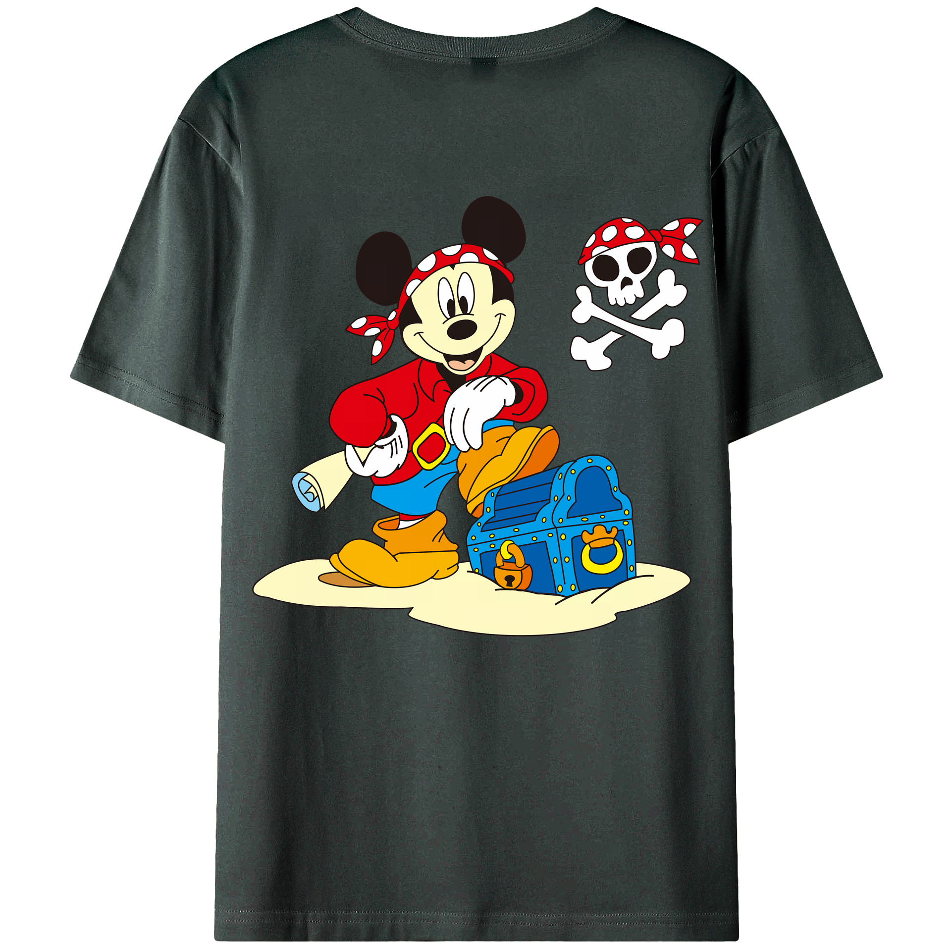 （画像用） ミッキーマウス Mickey Mouse 綿100％ メンズ半袖Tシャツ（バックプリント） 通気性